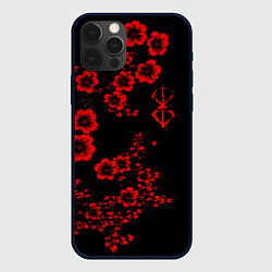 Чехол для iPhone 12 Pro Клеймо жертвы из аниме Берсерк - красные цветы, цвет: 3D-черный