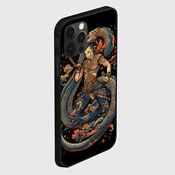 Чехол для iPhone 12 Pro Боец Муай-тай и огромный дракон, цвет: 3D-черный — фото 2