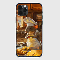 Чехол для iPhone 12 Pro Крыса повар готовит на кухне, цвет: 3D-черный