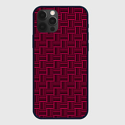 Чехол для iPhone 12 Pro Тёмный розовый клетка-полоски, цвет: 3D-черный