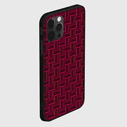 Чехол для iPhone 12 Pro Тёмный розовый клетка-полоски, цвет: 3D-черный — фото 2