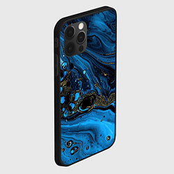 Чехол для iPhone 12 Pro Черные и синие сияющие волны, цвет: 3D-черный — фото 2