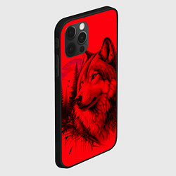 Чехол для iPhone 12 Pro Рисунок волка на красном, цвет: 3D-черный — фото 2