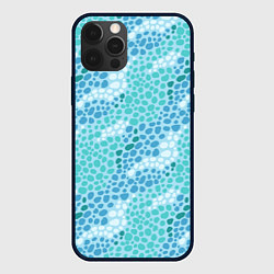 Чехол для iPhone 12 Pro Океанские волны из синих и бирюзовых камней, цвет: 3D-черный