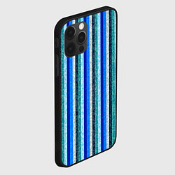 Чехол для iPhone 12 Pro Сине-бирюзовый полосатый, цвет: 3D-черный — фото 2