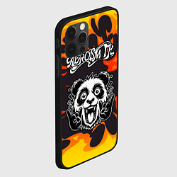 Чехол для iPhone 12 Pro Aerosmith рок панда и огонь, цвет: 3D-черный — фото 2