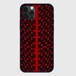 Чехол для iPhone 12 Pro Красные киберпанк ячейки на белом фоне, цвет: 3D-черный