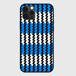 Чехол для iPhone 12 Pro Вертикальные бело-синие полосы, цвет: 3D-черный