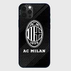 Чехол для iPhone 12 Pro AC Milan sport на темном фоне, цвет: 3D-черный