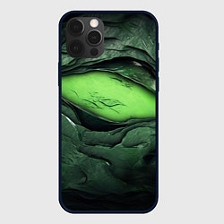Чехол для iPhone 12 Pro Разрез на зеленой абстракции, цвет: 3D-черный
