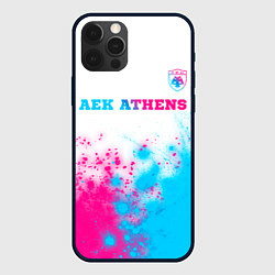 Чехол для iPhone 12 Pro AEK Athens neon gradient style посередине, цвет: 3D-черный