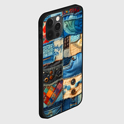 Чехол для iPhone 12 Pro Vanguard denim patchwork - ai art, цвет: 3D-черный — фото 2