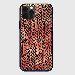 Чехол для iPhone 12 Pro Имитация шкуры красно-коричневый, цвет: 3D-черный