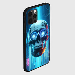 Чехол для iPhone 12 Pro Cyber skull - neon glow ai art, цвет: 3D-черный — фото 2