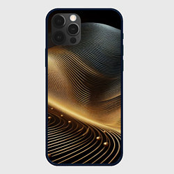 Чехол для iPhone 12 Pro Золотые линии с шариками, цвет: 3D-черный