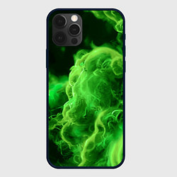 Чехол для iPhone 12 Pro Зелёный густой дым - inferno green, цвет: 3D-черный