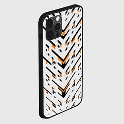 Чехол для iPhone 12 Pro Чёрные и жёлтые полосы на белом фоне, цвет: 3D-черный — фото 2
