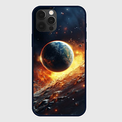Чехол для iPhone 12 Pro Космос и планета, цвет: 3D-черный
