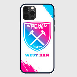 Чехол для iPhone 12 Pro West Ham neon gradient style, цвет: 3D-черный