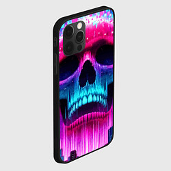 Чехол для iPhone 12 Pro Pixel skull blast brain - cyber city ai art, цвет: 3D-черный — фото 2