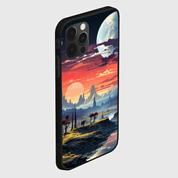 Чехол для iPhone 12 Pro Космический фантазийный мир на другой планете, цвет: 3D-черный — фото 2