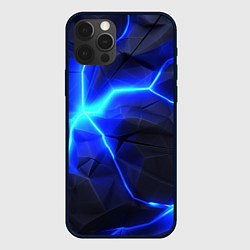 Чехол для iPhone 12 Pro Темные плиты и синий неон, цвет: 3D-черный