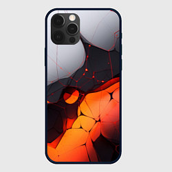Чехол для iPhone 12 Pro Объемная плита с красной лавой иллюстрация, цвет: 3D-черный