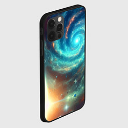 Чехол для iPhone 12 Pro Неоновая далёкая галактика - нейросеть, цвет: 3D-черный — фото 2