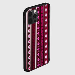 Чехол для iPhone 12 Pro Темно-розовый вертикальный этнический узор, цвет: 3D-черный — фото 2