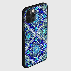 Чехол для iPhone 12 Pro Сине - голубые узоры, цвет: 3D-черный — фото 2