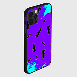 Чехол для iPhone 12 Pro Fortnite neon steel colors epic, цвет: 3D-черный — фото 2