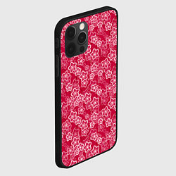 Чехол для iPhone 12 Pro Красно-белый цветочный узор ретро, цвет: 3D-черный — фото 2