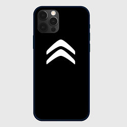 Чехол для iPhone 12 Pro Citroen white logo, цвет: 3D-черный