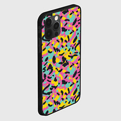 Чехол для iPhone 12 Pro Пиксельный камуфляжный паттерн в неоновых цветах, цвет: 3D-черный — фото 2