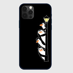 Чехол для iPhone 12 Pro Пингвины на фонарном столбе, цвет: 3D-черный