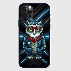 Чехол для iPhone 12 Pro Сова в стильной одежде модница, цвет: 3D-черный