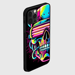 Чехол для iPhone 12 Pro Cyber skull - ai art neon, цвет: 3D-черный — фото 2