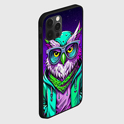 Чехол для iPhone 12 Pro Модная сова ретро фиолетовый фон, цвет: 3D-черный — фото 2