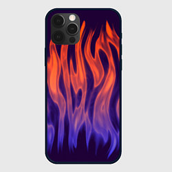 Чехол для iPhone 12 Pro Сиреневое пламя, цвет: 3D-черный