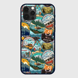 Чехол для iPhone 12 Pro Adventure stickers, цвет: 3D-черный