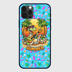 Чехол для iPhone 12 Pro Змейка на летнем вайбе с гитарой, цвет: 3D-черный