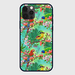 Чехол для iPhone 12 Pro Попугаи и птицы в джунглях, цвет: 3D-черный