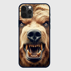 Чехол для iPhone 12 Pro Морда свирепого русского медведя - нейросеть, цвет: 3D-черный