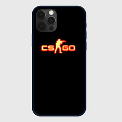Чехол для iPhone 12 Pro CSGO огненное лого, цвет: 3D-черный
