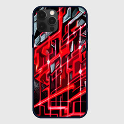 Чехол для iPhone 12 Pro Красно-белая абстракция, цвет: 3D-черный