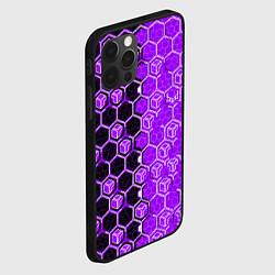 Чехол для iPhone 12 Pro Техно-киберпанк шестиугольники фиолетовый и чёрный, цвет: 3D-черный — фото 2