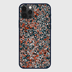 Чехол для iPhone 12 Pro Тёмный сине-оранжевый абстрактная текстура, цвет: 3D-черный