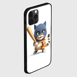 Чехол для iPhone 12 Pro Прикольный котёнок с бейсбольной битой и в балакла, цвет: 3D-черный — фото 2