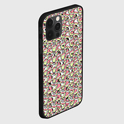 Чехол для iPhone 12 Pro Абстрактный паттерн салатово-розовый, цвет: 3D-черный — фото 2
