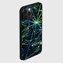 Чехол для iPhone 12 Pro Сине-зеленые нити и светящиеся узлы, цвет: 3D-черный — фото 2